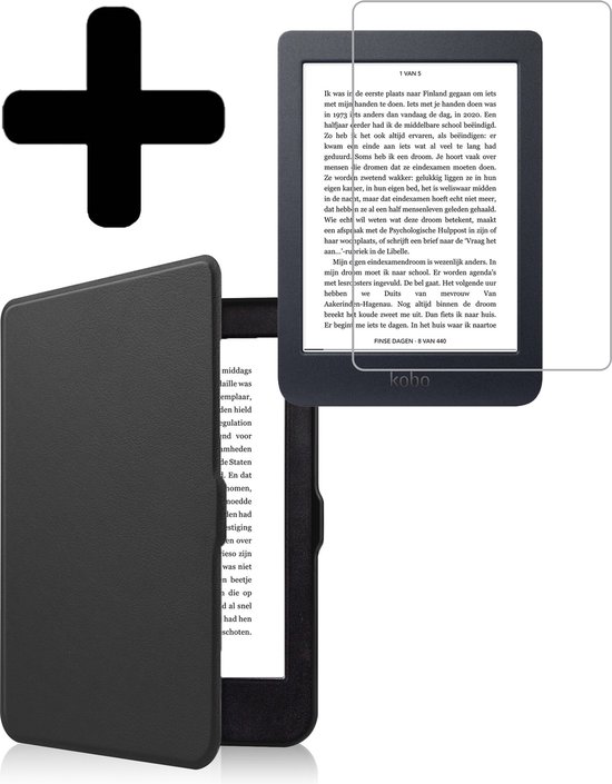 Hoesje Geschikt voor Kobo Nia Hoes Bescherm Hoesje Case Sleep Cover Met Screenprotector - Hoes Geschikt voor Kobo Nia Hoesje - Zwart van Hoesje 