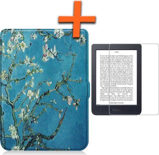 Hoesje Geschikt voor Kobo Nia Hoes Book Case - Hoes Geschikt voor Kobo Nia Hoesje Book Cover Met Screenprotector - Bloesem van Hoesje 