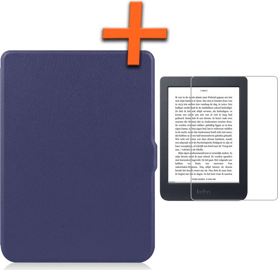 Hoesje Geschikt voor Kobo Nia Hoes Book Case - Hoes Geschikt voor Kobo Nia Hoesje Book Cover Met Screenprotector - Donkerblauw van Hoesje 
