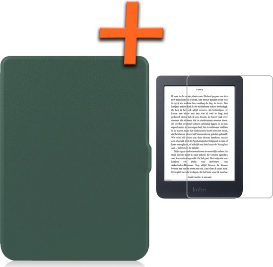 Hoesje Geschikt voor Kobo Nia Hoes Book Case - Hoes Geschikt voor Kobo Nia Hoesje Book Cover Met Screenprotector - Donkergroen van Hoesje 