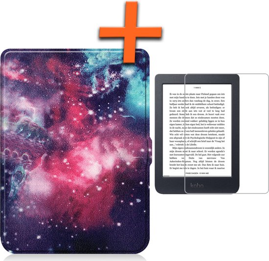 Hoesje Geschikt voor Kobo Nia Hoes Book Case - Hoes Geschikt voor Kobo Nia Hoesje Book Cover Met Screenprotector - Galaxy van Hoesje 