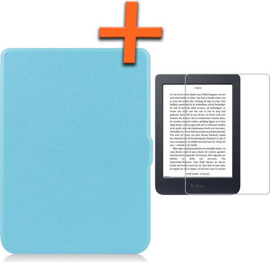 Hoesje Geschikt voor Kobo Nia Hoes Book Case - Hoes Geschikt voor Kobo Nia Hoesje Book Cover Met Screenprotector - Lichtblauw van Hoesje 