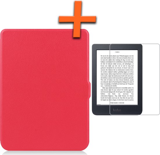 Hoesje Geschikt voor Kobo Nia Hoes Book Case - Hoes Geschikt voor Kobo Nia Hoesje Book Cover Met Screenprotector - Rood van Hoesje 