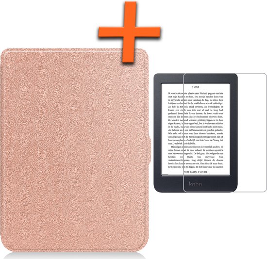 Hoesje Geschikt voor Kobo Nia Hoes Book Case - Hoes Geschikt voor Kobo Nia Hoesje Book Cover Met Screenprotector - Rosé Goud van Hoesje 