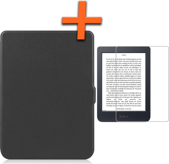 Hoesje Geschikt voor Kobo Nia Hoes Book Case - Hoes Geschikt voor Kobo Nia Hoesje Book Cover Met Screenprotector - Zwart van Hoesje 
