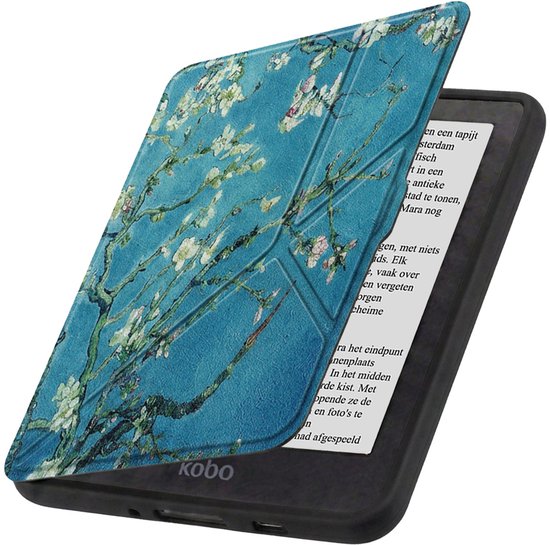 Hoesje Geschikt voor Kobo Nia Hoes Book Case Trifold - Hoes Geschikt voor Kobo Nia Hoesje Book Cover - Bloesem