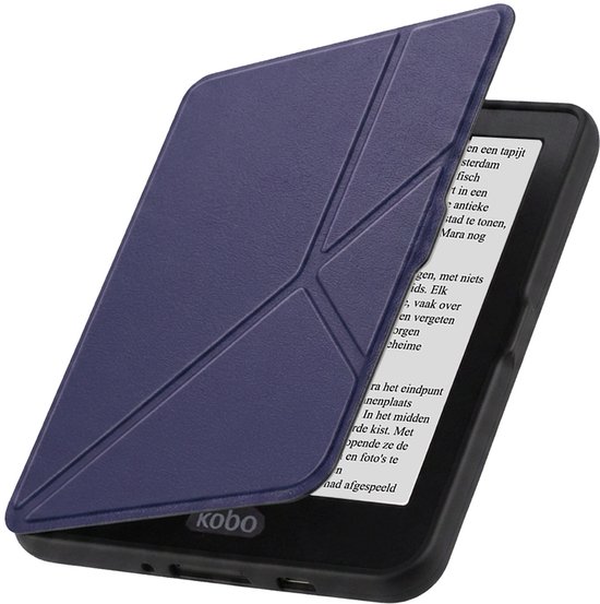 Hoesje Geschikt voor Kobo Nia Hoes Book Case Trifold - Hoes Geschikt voor Kobo Nia Hoesje Book Cover - Donkerblauw