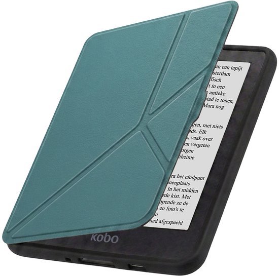 Hoesje Geschikt voor Kobo Nia Hoes Book Case Trifold - Hoes Geschikt voor Kobo Nia Hoesje Book Cover - Donkergroen