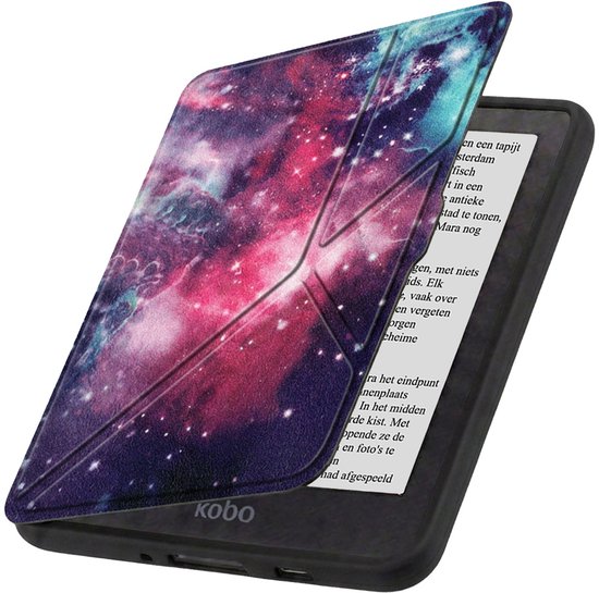Hoesje Geschikt voor Kobo Nia Hoes Book Case Trifold - Hoes Geschikt voor Kobo Nia Hoesje Book Cover - Galaxy