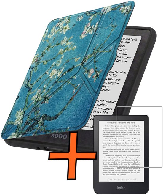 Hoesje Geschikt voor Kobo Nia Hoes Book Case Trifold - Hoes Geschikt voor Kobo Nia Hoesje Book Cover Met Screenprotector - Bloesem