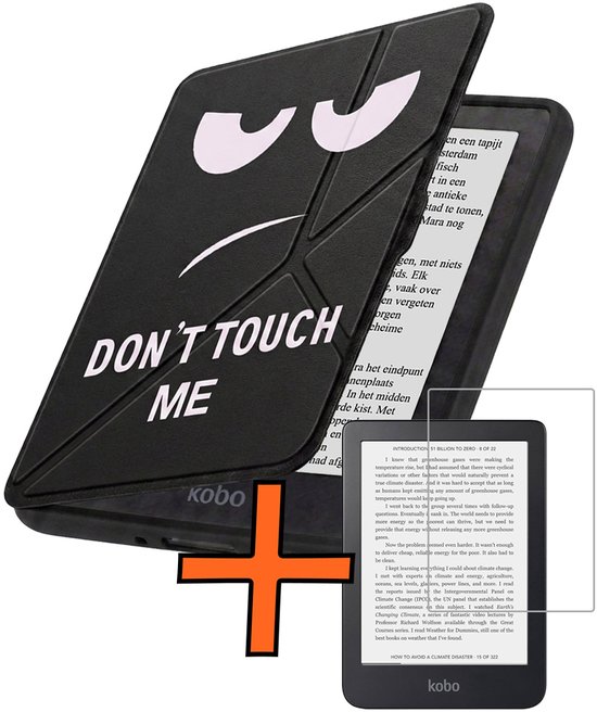 Hoesje Geschikt voor Kobo Nia Hoes Book Case Trifold - Hoes Geschikt voor Kobo Nia Hoesje Book Cover Met Screenprotector - Don't Touch Me