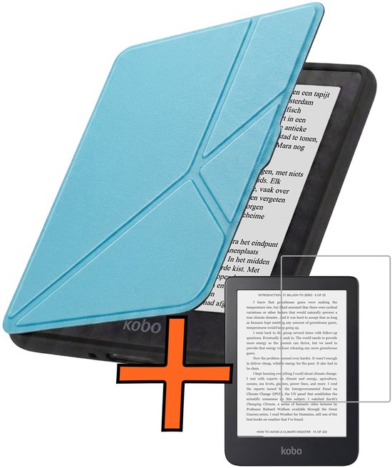 Hoesje Geschikt voor Kobo Nia Hoes Book Case Trifold - Hoes Geschikt voor Kobo Nia Hoesje Book Cover Met Screenprotector - Lichtblauw