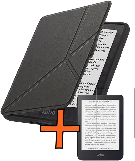 Hoesje Geschikt voor Kobo Nia Hoes Book Case Trifold - Hoes Geschikt voor Kobo Nia Hoesje Book Cover Met Screenprotector - Zwart