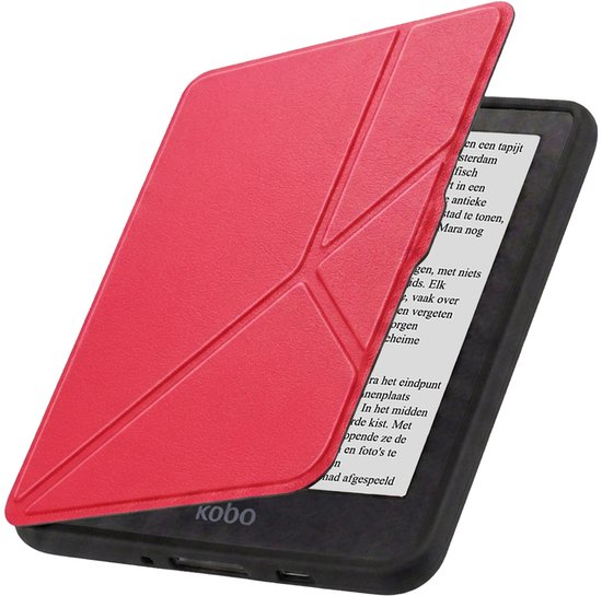 Hoesje Geschikt voor Kobo Nia Hoes Book Case Trifold - Hoes Geschikt voor Kobo Nia Hoesje Book Cover - Rood