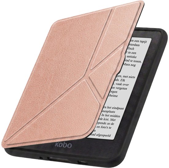 Hoesje Geschikt voor Kobo Nia Hoes Book Case Trifold - Hoes Geschikt voor Kobo Nia Hoesje Book Cover - Rosé Goud