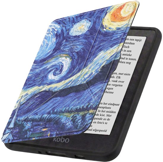 Hoesje Geschikt voor Kobo Nia Hoes Book Case Trifold - Hoes Geschikt voor Kobo Nia Hoesje Book Cover - Sterrenhemel