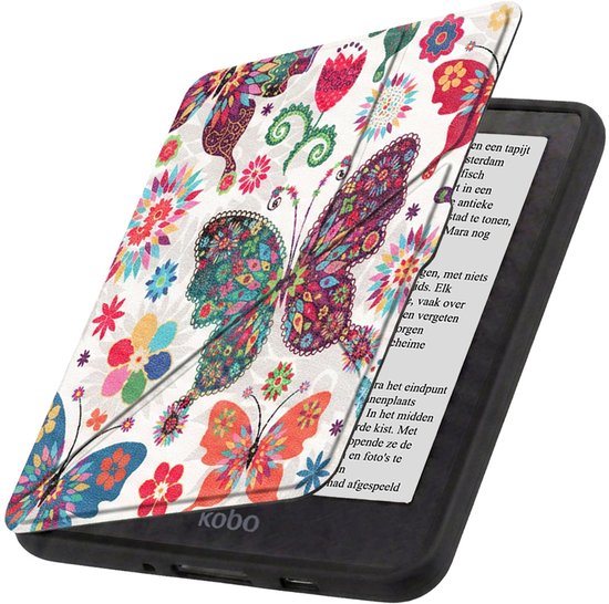 Hoesje Geschikt voor Kobo Nia Hoes Book Case Trifold - Hoes Geschikt voor Kobo Nia Hoesje Book Cover - Vlinders