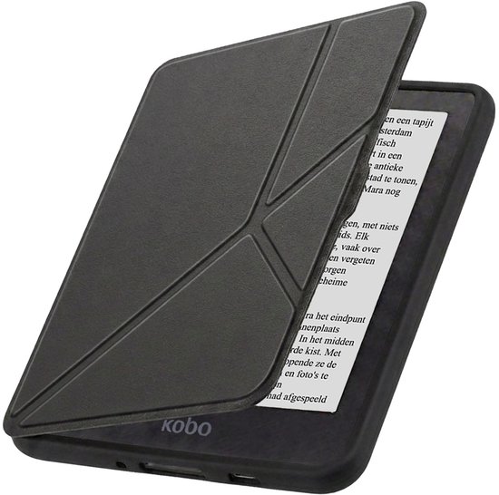 Hoesje Geschikt voor Kobo Nia Hoes Book Case Trifold - Hoes Geschikt voor Kobo Nia Hoesje Book Cover - Zwart
