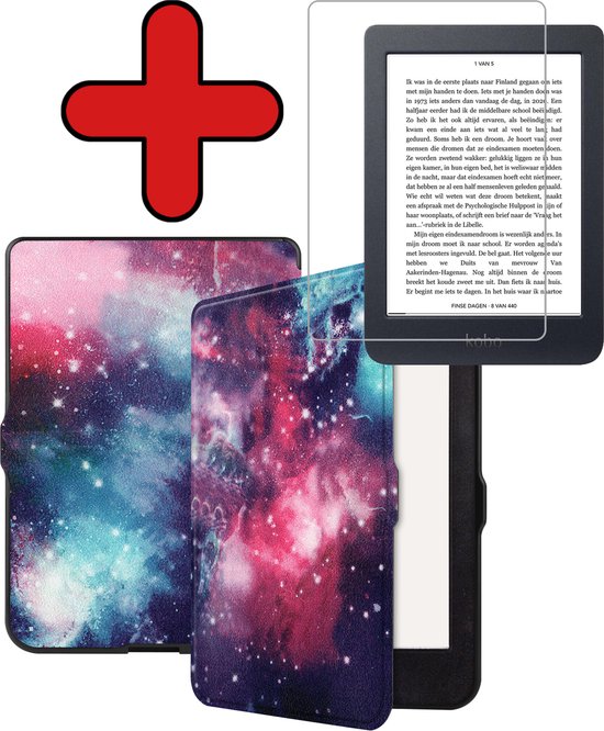 Hoesje Geschikt voor Kobo Nia Hoesje Luxe Bescherm Case Met Screenprotector - Hoes Geschikt voor Kobo Nia Hoes Book Cover - Galaxy van Hoesje 