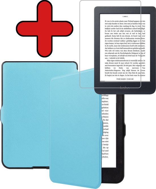 Hoesje Geschikt voor Kobo Nia Hoesje Luxe Bescherm Case Met Screenprotector - Hoes Geschikt voor Kobo Nia Hoes Book Cover - Lichtblauw van Hoesje 