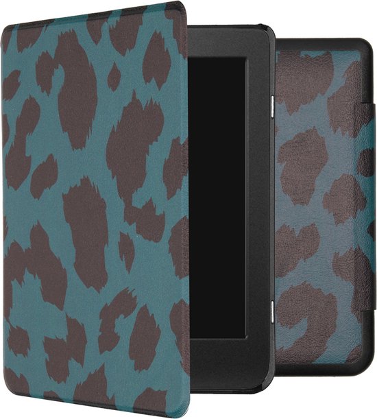 Hoesje geschikt voor Kobo Nia - iMoshion Design Slim Hard Case Bookcase - Green Leopard van iMoshion