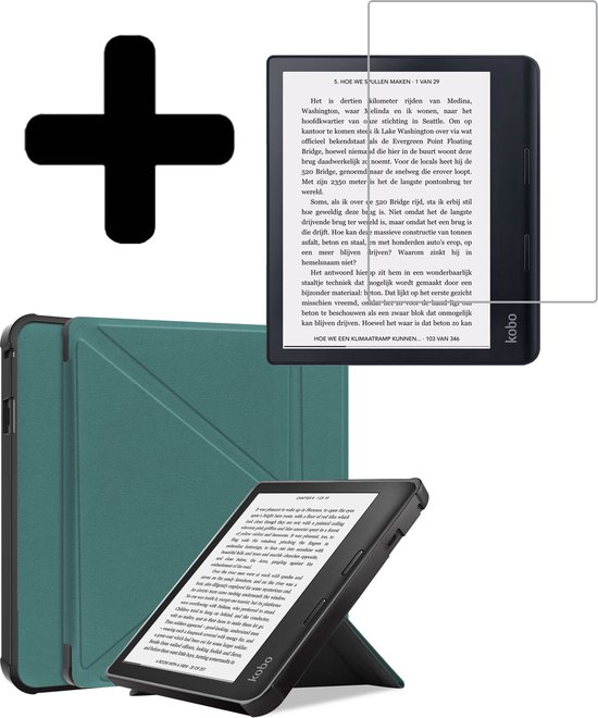 Hoesje Geschikt voor Kobo Sage Hoes Bescherm Hoesje Case Sleep Cover Trifold Met Screenprotector - Hoes Geschikt voor Kobo Sage Hoesje - Donkergroen van Hoesje 
