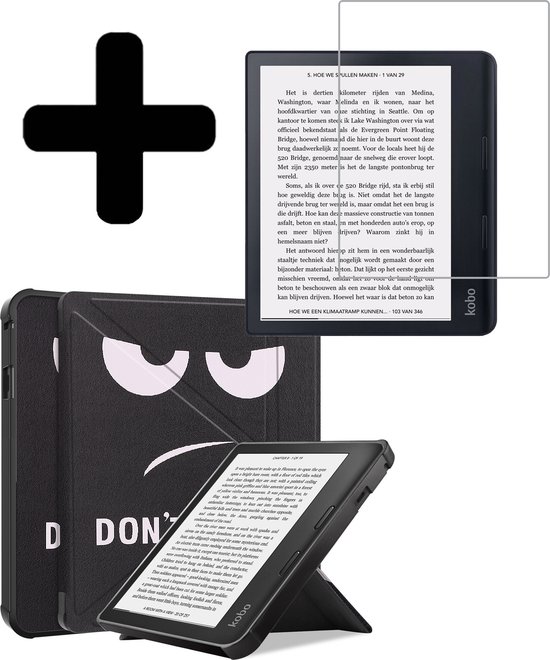 Hoesje Geschikt voor Kobo Sage Hoes Bescherm Hoesje Case Sleep Cover Trifold Met Screenprotector - Hoes Geschikt voor Kobo Sage Hoesje - Don't Touch Me van Bewire.