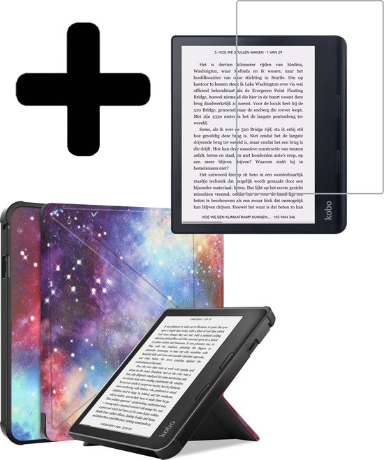 Hoesje Geschikt voor Kobo Sage Hoes Bescherm Hoesje Case Sleep Cover Trifold Met Screenprotector - Hoes Geschikt voor Kobo Sage Hoesje - Galaxy van Dux Ducis