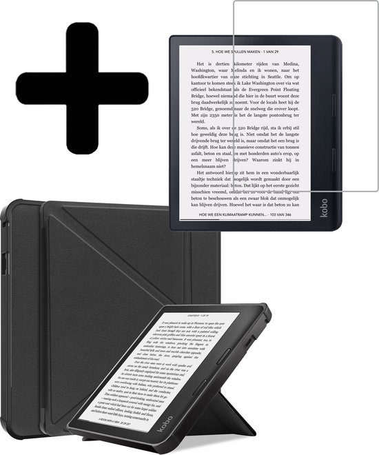 Hoesje Geschikt voor Kobo Sage Hoes Bescherm Hoesje Case Sleep Cover Trifold Met Screenprotector - Hoes Geschikt voor Kobo Sage Hoesje - Zwart van Hoesje 