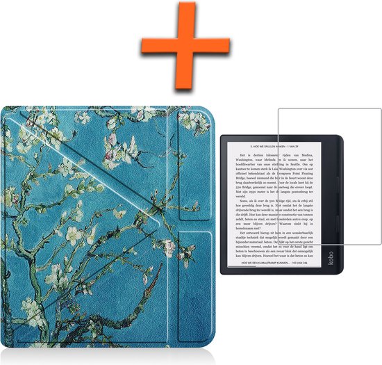 Hoesje Geschikt voor Kobo Sage Hoes Book Case Trifold - Hoes Geschikt voor Kobo Sage Hoesje Book Cover Met Screenprotector - Bloesem van Hoesje 