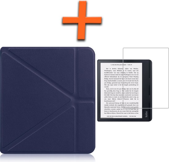 Hoesje Geschikt voor Kobo Sage Hoes Book Case Trifold - Hoes Geschikt voor Kobo Sage Hoesje Book Cover Met Screenprotector - Donkerblauw van Hoesje 