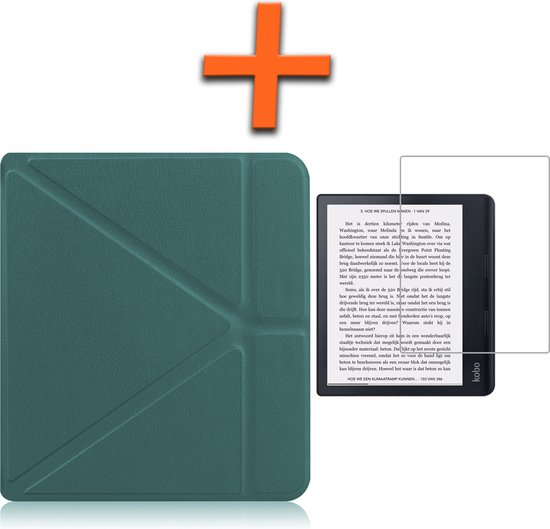Hoesje Geschikt voor Kobo Sage Hoes Book Case Trifold - Hoes Geschikt voor Kobo Sage Hoesje Book Cover Met Screenprotector - Donkergroen van Merkloos