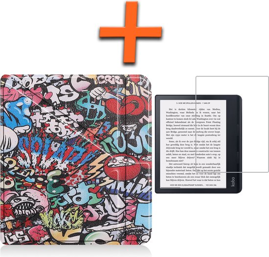 Hoesje Geschikt voor Kobo Sage Hoes Book Case Trifold - Hoes Geschikt voor Kobo Sage Hoesje Book Cover Met Screenprotector - Graffity van Hoesje 