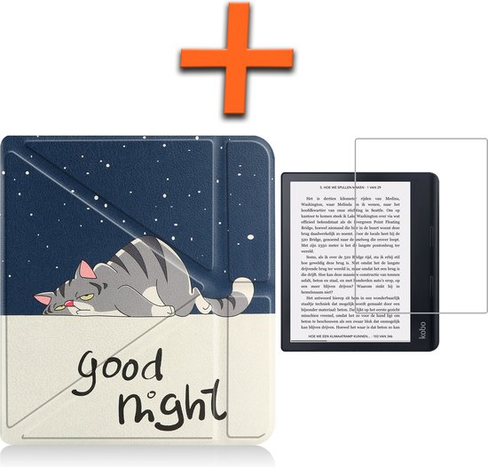 Hoesje Geschikt voor Kobo Sage Hoes Book Case Trifold - Hoes Geschikt voor Kobo Sage Hoesje Book Cover Met Screenprotector - Kat van MMOBIEL