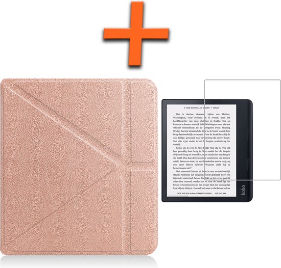 Hoesje Geschikt voor Kobo Sage Hoes Book Case Trifold - Hoes Geschikt voor Kobo Sage Hoesje Book Cover Met Screenprotector - Rosé Goud van Hoesje 