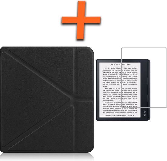 Hoesje Geschikt voor Kobo Sage Hoes Book Case Trifold - Hoes Geschikt voor Kobo Sage Hoesje Book Cover Met Screenprotector - Zwart van Hoesje 