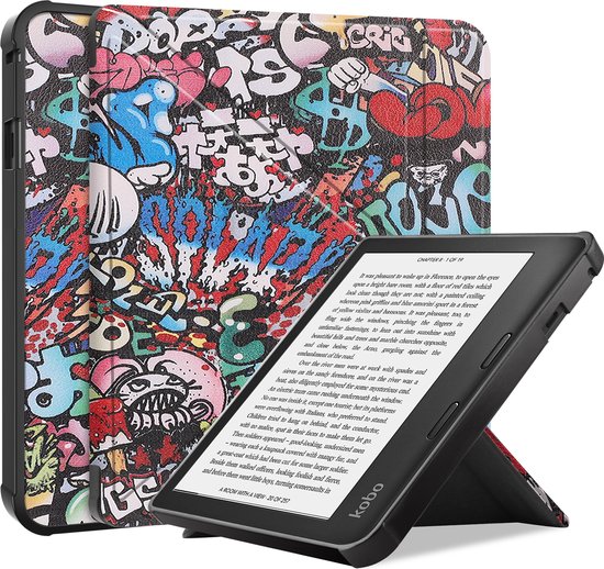 Hoesje Geschikt voor Kobo Sage Hoesje Luxe Bescherm Case Trifold - Hoes Geschikt voor Kobo Sage Hoes Book Cover - Graffity van FBB