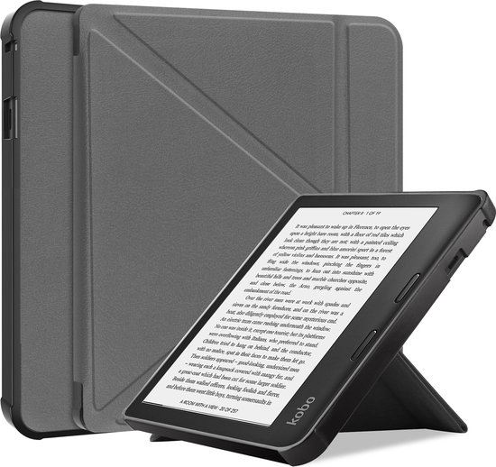 Hoesje Geschikt voor Kobo Sage Hoesje Luxe Bescherm Case Trifold - Hoes Geschikt voor Kobo Sage Hoes Book Cover - Grijs van Schetterling