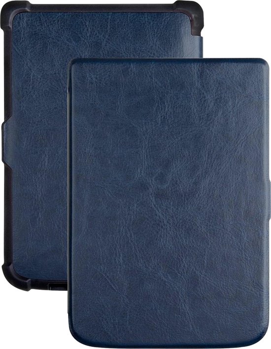 Hoesje Geschikt voor Pocketbook Touch HD 3 Hoesje Luxe Bescherm Case - Hoes Geschikt voor Pocketbook Touch HD 3 Hoes Book Cover - Donkerblauw van Hoesje 