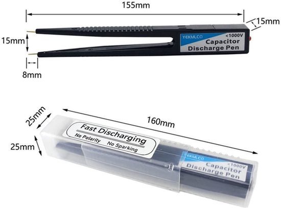 Hoogspanning Ontlading Pen - Snelle Reparatie Tool - Compact Formaat - Capacitieve Afvoer Pen - Voor Elektronica - 16 x 16 x 2,5 cm