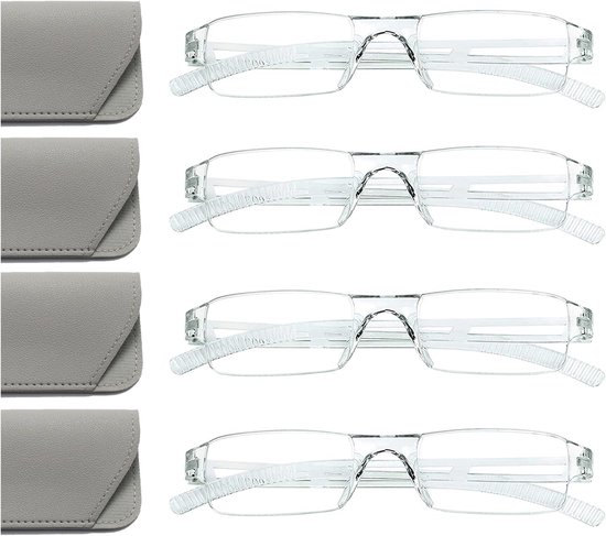 Hubeye Reading Glasses Without Frame Women Men Rectangular Reader Frameless Transparent Anti-Blue Light Glasses with - ShopVlot