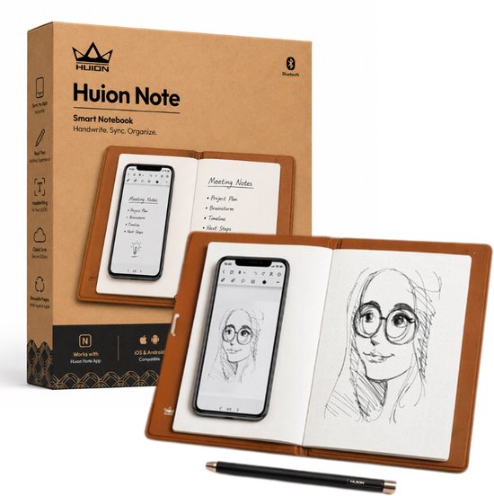 HUION - Smart Notebook - Digitaal notitieblok met Bluetooth 5.0 , voor schrijven en schetsen, compatibel met alle grote merken van Merkloos