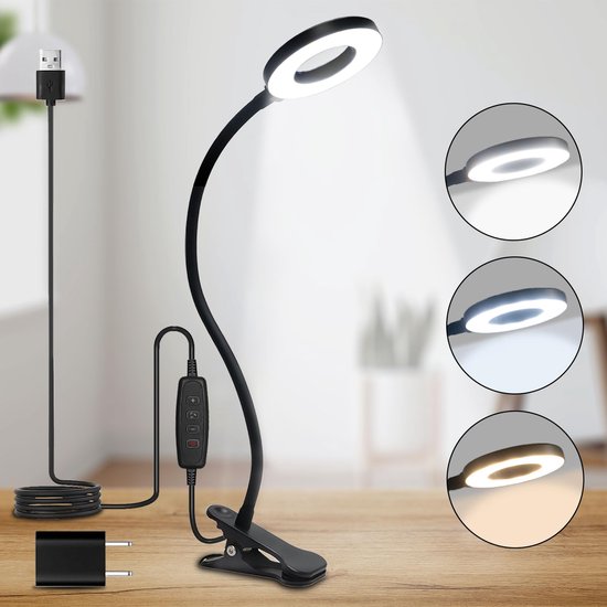 Ibenzoa® Flexibele LED Leeslamp met USB en Verstelbare Klem voor Slaapkamer van Merkloos