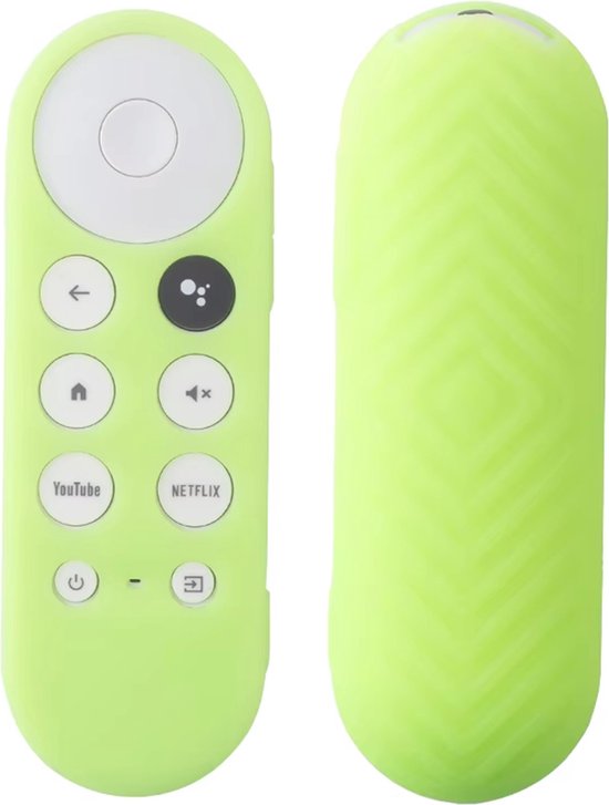 Ibley Beschermhoes voor Chromecast HD/4K Afstandsbediening (2020 en nieuwer) – Glow in the dark Groen/Geel – Siliconen Remote Case van Ibley