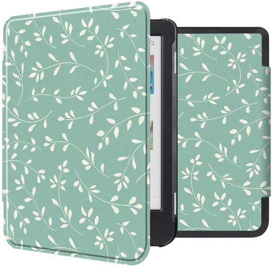 imoshion E-reader Hoesje - Geschikt voor Kobo Clara BW, Kobo Clara Colour - Design Sleepcover Bookcase - Smoke Green Flowers van iMoshion