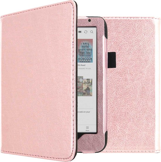 imoshion E-reader Hoesje - Geschikt voor Kobo Clara BW, Kobo Clara Colour - Vegan Leather Bookcase - Rosé Goud van Merkloos