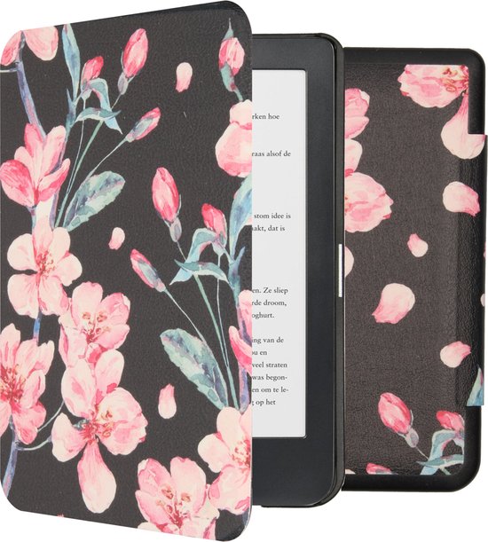 imoshion E-reader Hoesje - Geschikt voor Kobo Clara HD - Design Sleepcover Bookcase - Blossom Watercolor Black van iMoshion
