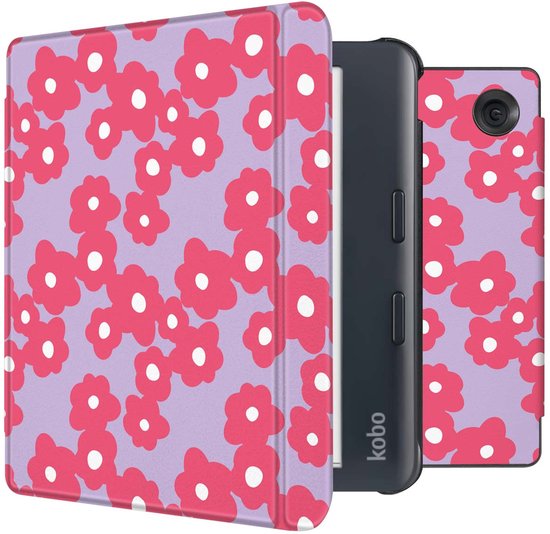 imoshion E-reader Hoesje - Geschikt voor Kobo Libra Colour - Design Slim Hard Case Sleepcover Bookcase met stand - Dusty Rose Blossom van iMoshion