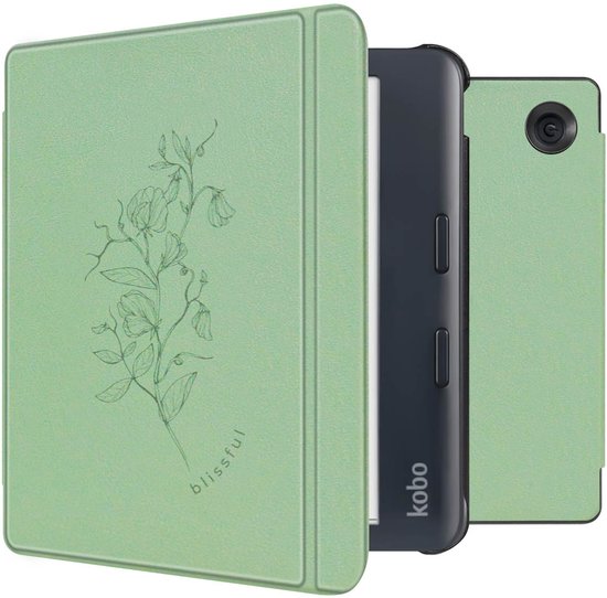 imoshion E-reader Hoesje - Geschikt voor Kobo Libra Colour - Design Slim Hard Case Sleepcover Bookcase met stand - Floral Green van iMoshion