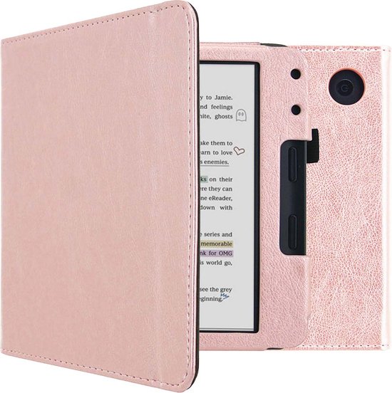 imoshion E-reader Hoesje - Geschikt voor Kobo Libra Colour - Vegan Leather Bookcase - Rosé Goud van iMoshion